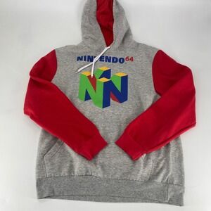 Nintendo 64 N64 Hoodie Gray Red Graphic Logo Gaming Retro Mens Size L